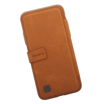 Чехол раскладной для Apple iPhone X "Puloka" Multi-Function Back Clip Wallet Case (кожа, желтый (коробка)