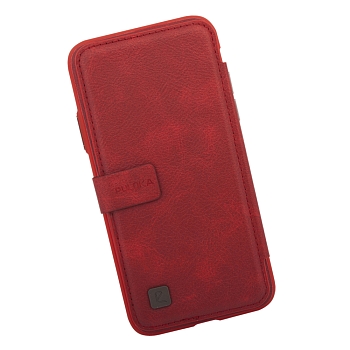 Чехол раскладной для Apple iPhone X "Puloka" Multi-Function Back Clip Wallet Case (кожа, красный (коробка))
