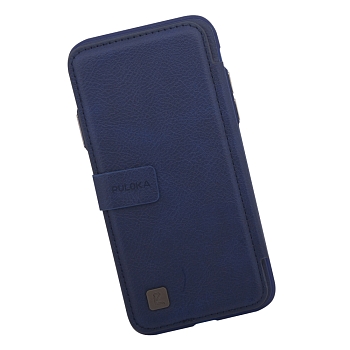 Чехол раскладной для Apple iPhone X "Puloka" Multi-Function Back Clip Wallet Case (кожа, синий (коробка))